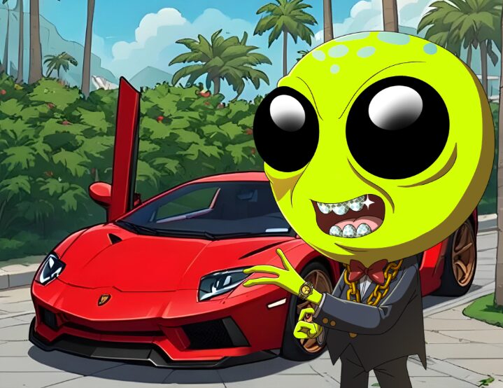 The alien in formal attire presenting the firm's flagship vehicle